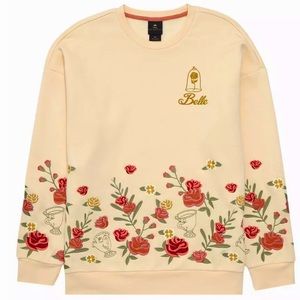 Disney Beauty and the Beast Belle Floral Women's Crewneck Sweatshirt NWT